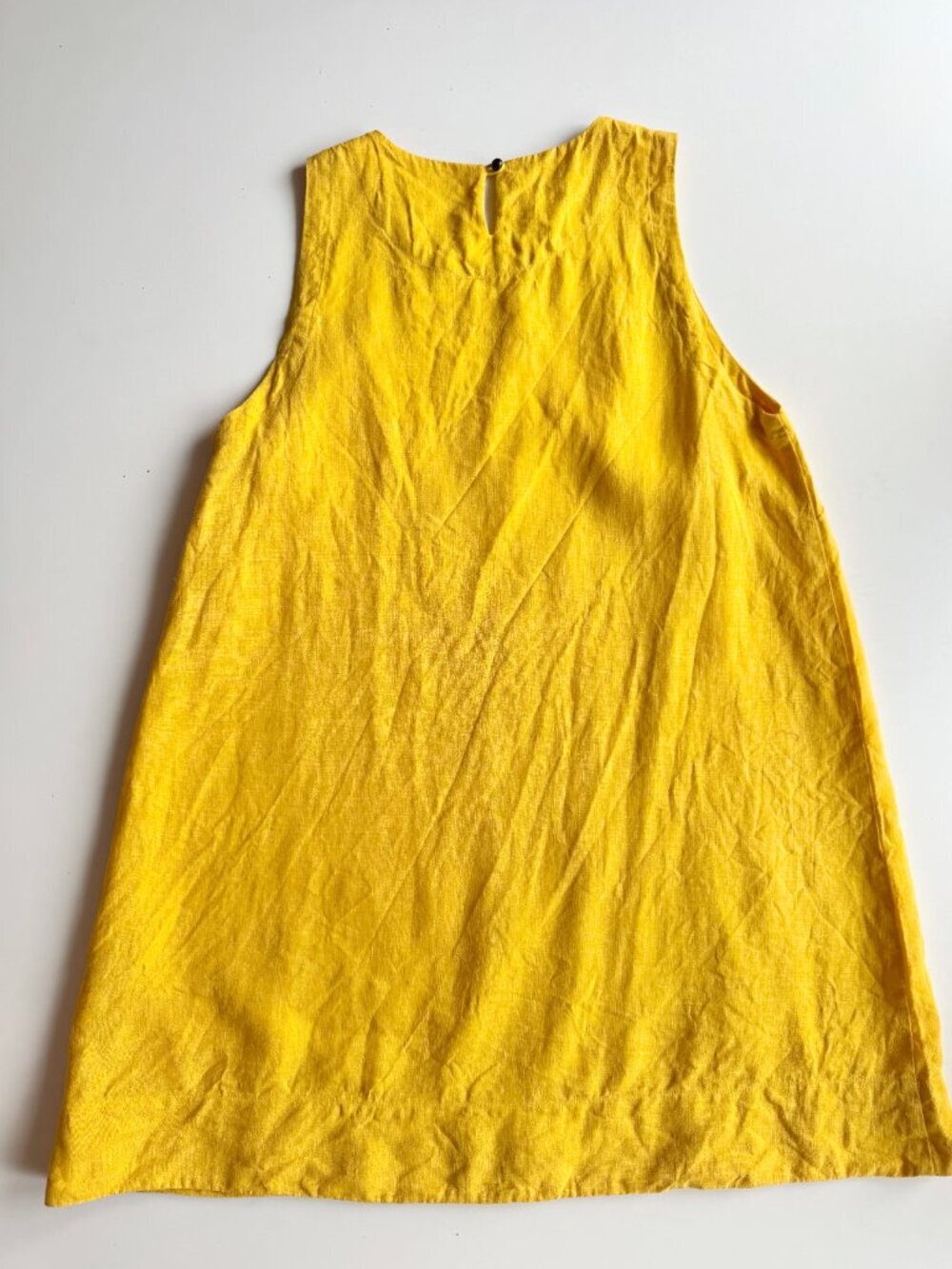 HOMEY LINEN Golden Yellow 100% Linen A-Line Trapeze Tent Dress, Size M - Picture 7 of 10